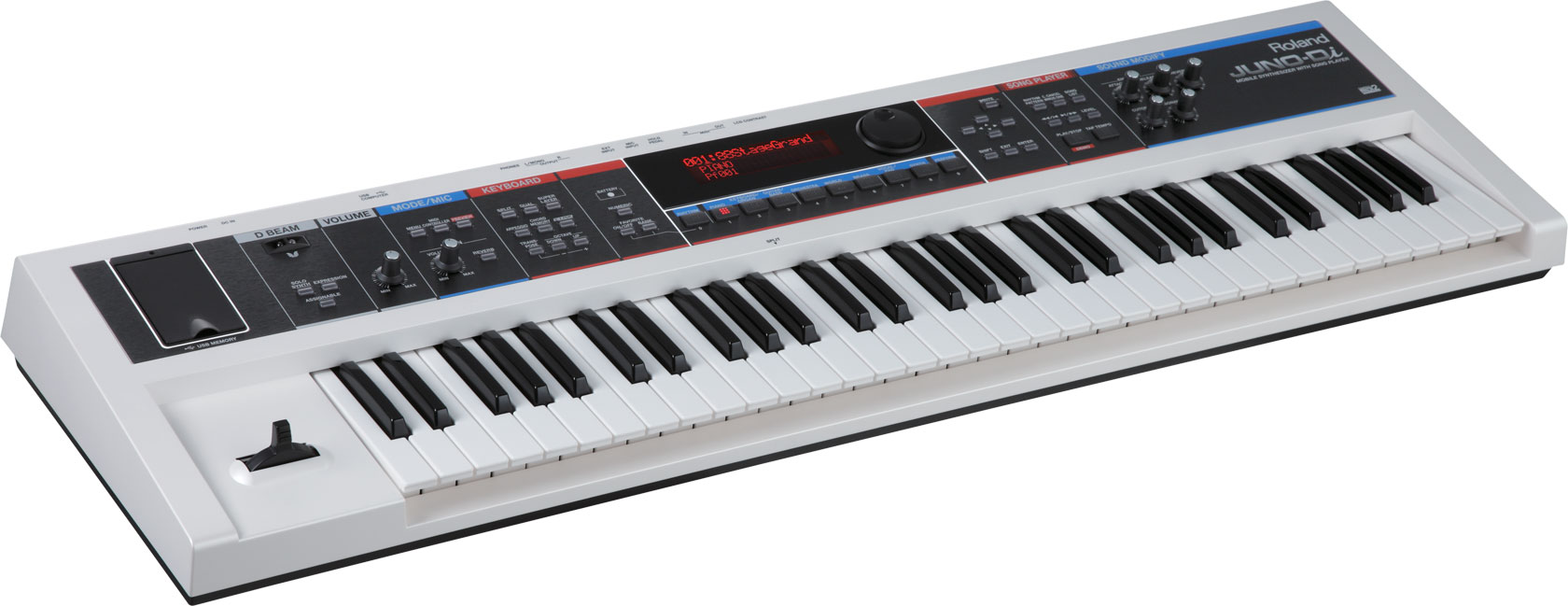 直販店ROLAND ローランド JUNO-Di キーボード シンセサイザー 電池駆動 ホワイト ソフトケース 電源 鍵盤器 器 機材 動作確認済み ローランド