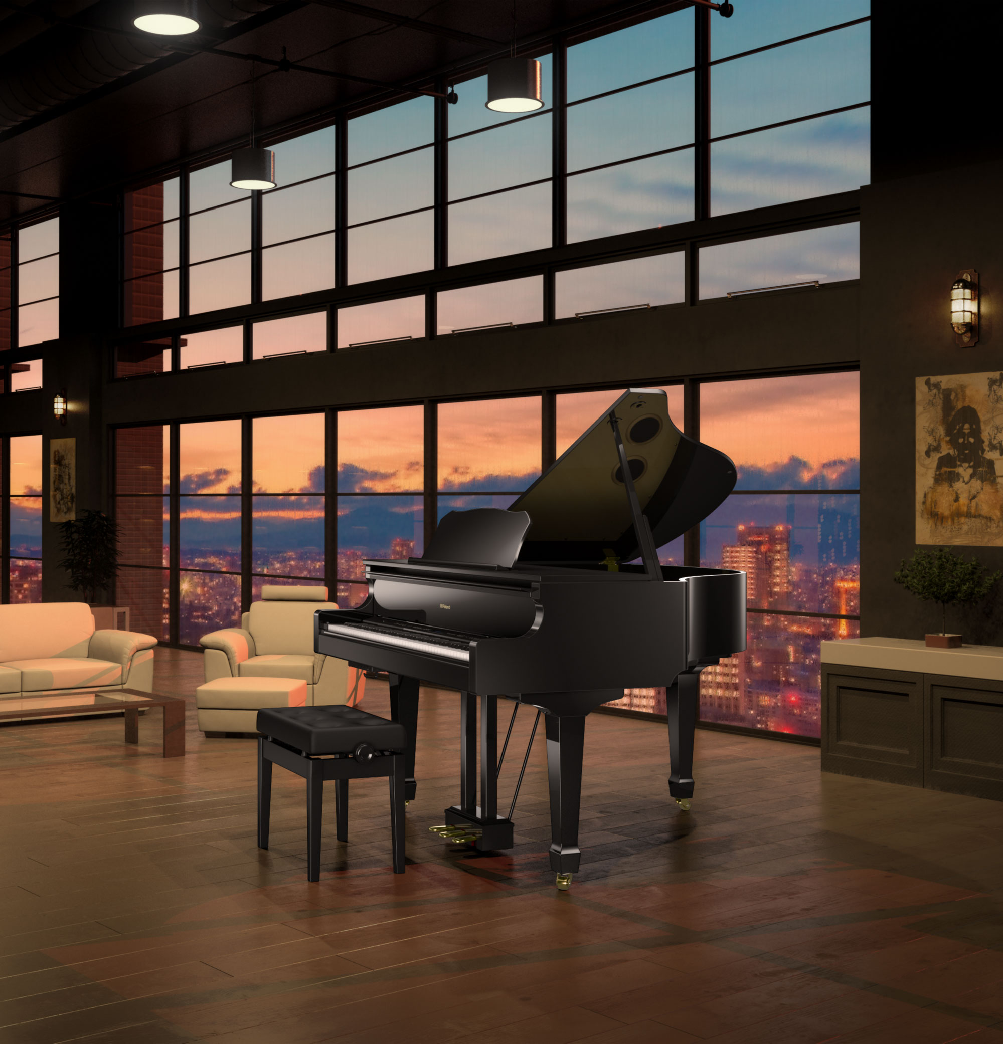客厅放钢琴装修效果图,钢琴隔断客厅效果图,客厅放钢琴怎么布置_大山谷图库